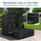 Outdoor Rattan Daybed With Canopy PE Wicker Patio Lounge Sofa Set With Cushions Poolside Garden Double Sun Bed Furniture
